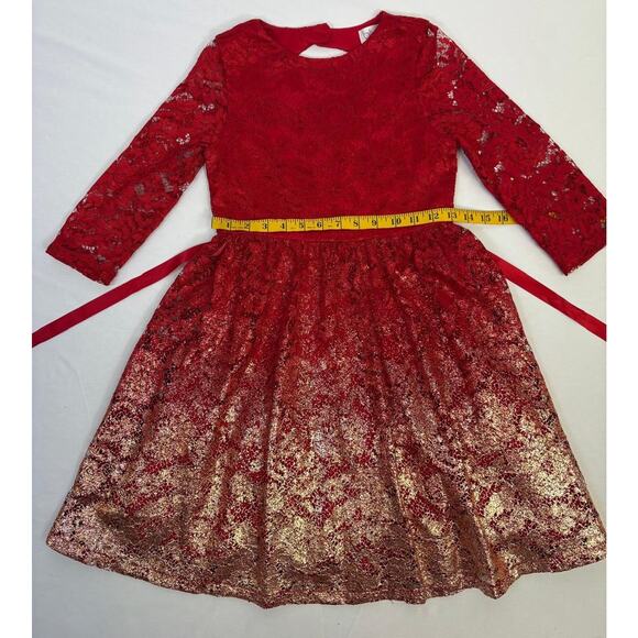 BLUSH Us Angels Girls Red And Gold Lace Dress New Sz 10 Holidays - Picture 9 of 13